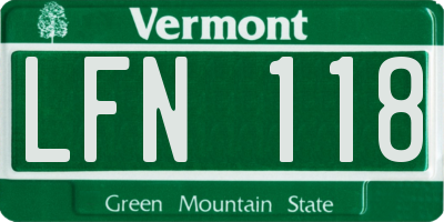 VT license plate LFN118
