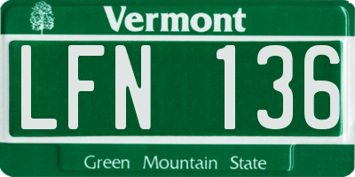 VT license plate LFN136