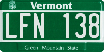 VT license plate LFN138