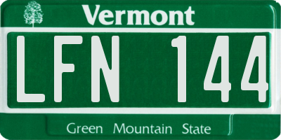 VT license plate LFN144