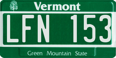 VT license plate LFN153