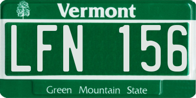 VT license plate LFN156