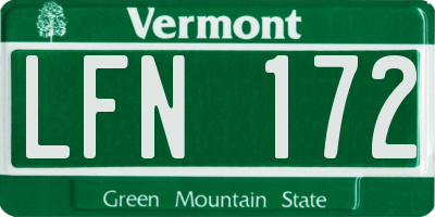 VT license plate LFN172