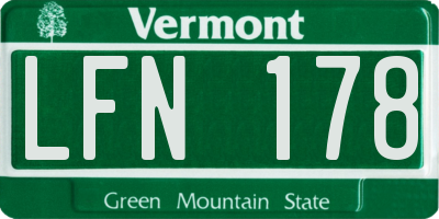 VT license plate LFN178