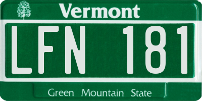 VT license plate LFN181