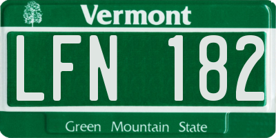 VT license plate LFN182