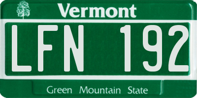 VT license plate LFN192