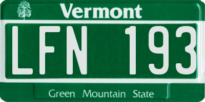 VT license plate LFN193