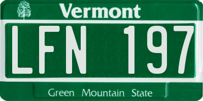 VT license plate LFN197