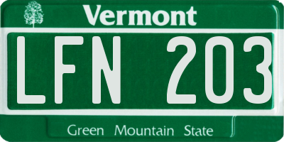 VT license plate LFN203