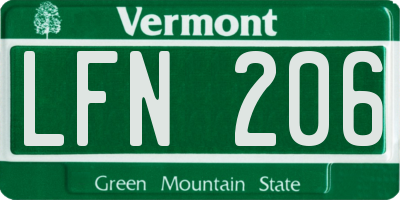 VT license plate LFN206