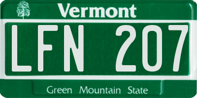 VT license plate LFN207