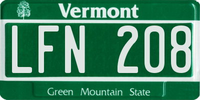 VT license plate LFN208