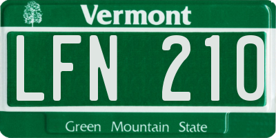 VT license plate LFN210