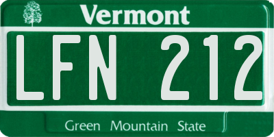 VT license plate LFN212