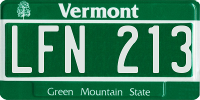 VT license plate LFN213