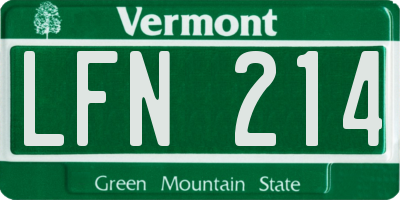 VT license plate LFN214