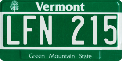VT license plate LFN215