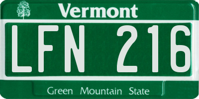 VT license plate LFN216
