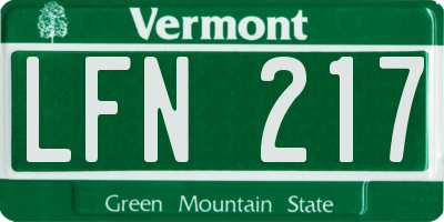 VT license plate LFN217