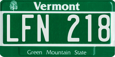 VT license plate LFN218