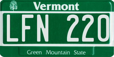 VT license plate LFN220
