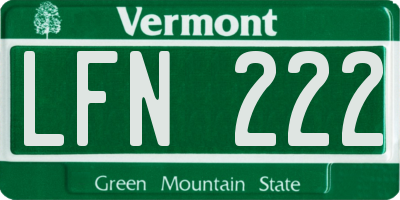 VT license plate LFN222