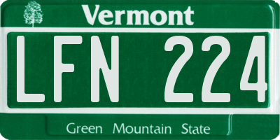 VT license plate LFN224