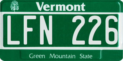 VT license plate LFN226