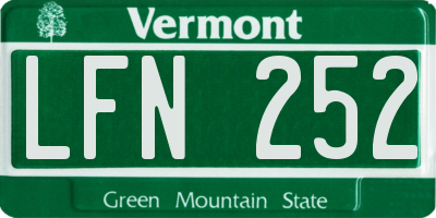 VT license plate LFN252