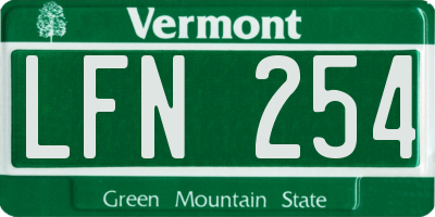 VT license plate LFN254