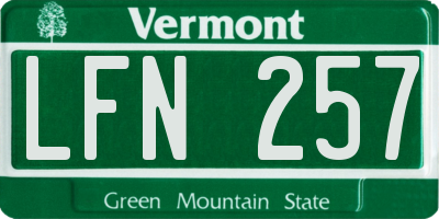 VT license plate LFN257