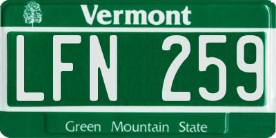 VT license plate LFN259