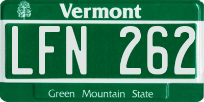 VT license plate LFN262