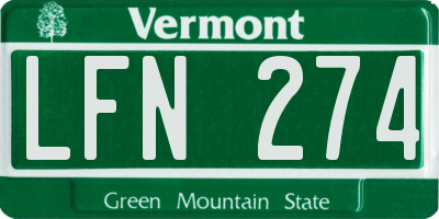 VT license plate LFN274