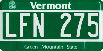 VT license plate LFN275