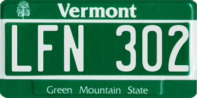 VT license plate LFN302