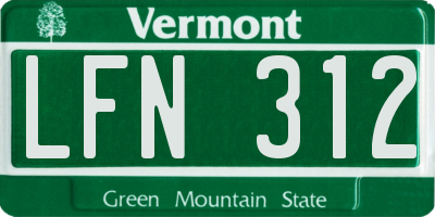 VT license plate LFN312
