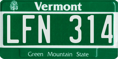 VT license plate LFN314