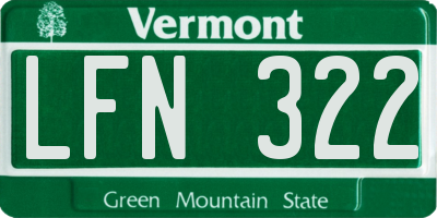 VT license plate LFN322
