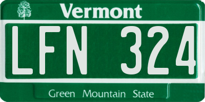VT license plate LFN324