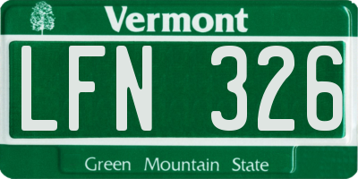 VT license plate LFN326