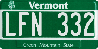 VT license plate LFN332