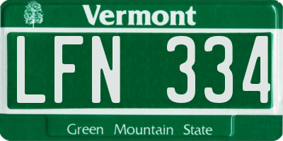 VT license plate LFN334