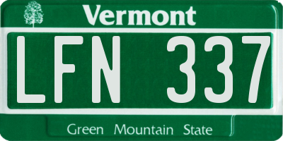 VT license plate LFN337