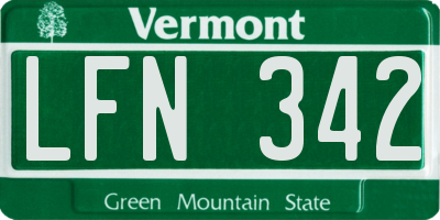 VT license plate LFN342
