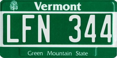 VT license plate LFN344