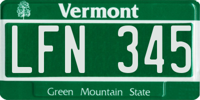 VT license plate LFN345