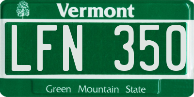VT license plate LFN350