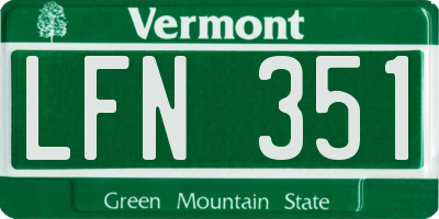 VT license plate LFN351